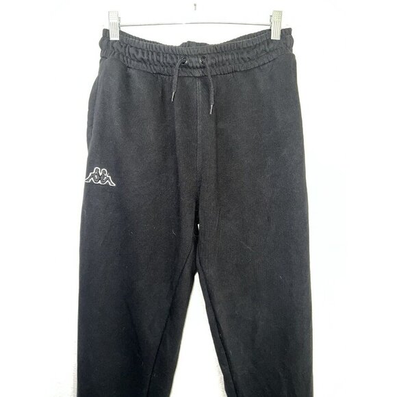 Kappa Patch Logo Sweatpants, Size Large Black Pockets Drawstring Heavy D1 - Picture 2 of 9